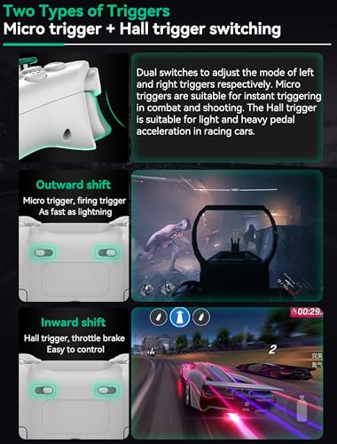 Megadream Mobile Game Controller for iPhone iPad, Wireless Android Gamepad - PS Remote Play, Xbox Cloud, Steam Link, GeForce Now, MFi Arcade Games, Micro & Hall Trigger, with Phone Clip, White - color: White