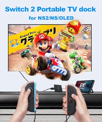 Switch 2 Dock Compatible for Nintendo Switch 2 V21 Docking Station with HDMI 2.1, 100w PD Port,USB-A Converter, Portable Steam Deck Compatible with NS1/2,Mac,MacBook,Laptops (Black) - color: Black