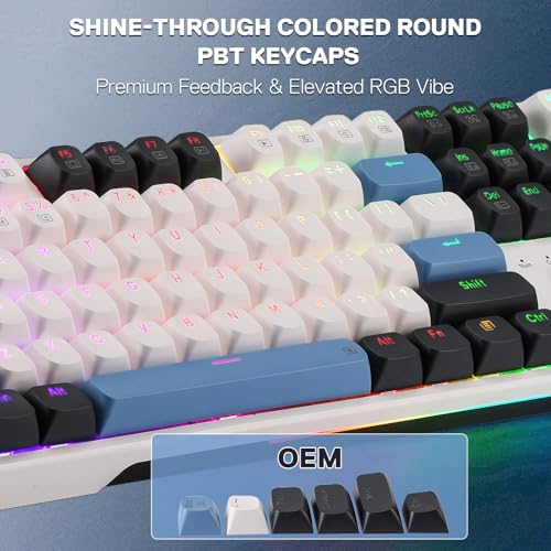 Redragon K668 Wired Gasket RGB Gaming Keyboard, 108 Keys Mechanical Keyboard w/Extra 4 Hotkeys, Upgraded Hot-swappable Socket, Sound Absorbing Foam, Mixed Color Keycaps, Custom Linear Switch - color: Glacier Azure