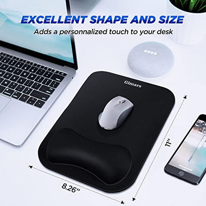 Gimars Large Smooth Superfine Fibre Memory Foam Ergonomic Mouse Pad Wrist Rest Support Mousepad with Nonslip Base for Laptop, Computer, Gaming&Office - color: black