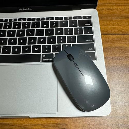 PEIBO Bluetooth Wireless Mouse for Laptop mac MacBook ipad MacBook air MacBook pro pc Desktop Computer Windows Chromebook Notebook (Gray Black) - color: gray black