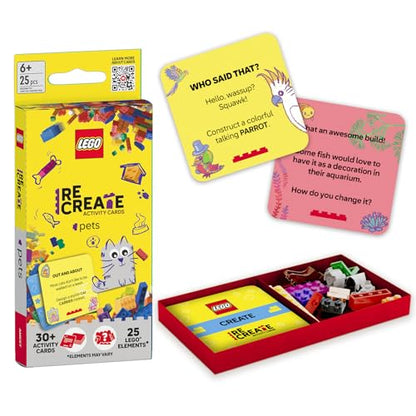 LEGO Recreate Activity Cards – Pets | Creative Pet Themed Building Game with 30+ Activity Cards & 25 LEGO Elements | Ages 6+ - style: Pets