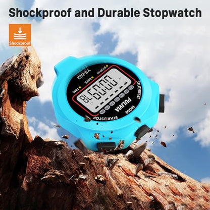 Stopwatch Timer, Digital Stop-Watch for Sports, Blue | Multi-function Stopwatch with Single Split/Lap Timing, Button Beep Alarm Clock, Ideal for Coaches Kids PE-teacher - color: Blue