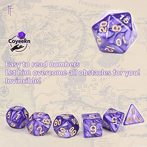 Coyeekn 70Pcs DND Polyhedral Dice Set with Storage Pouch | 0 Complete Polyhedral Dice Sets (D4-D20), Great for D&D, MTG & Tabletop RPG Games - color: 10set-70pcs
