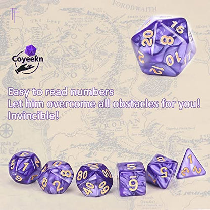 Coyeekn 70Pcs DND Polyhedral Dice Set with Storage Pouch | 0 Complete Polyhedral Dice Sets (D4-D20), Great for D&D, MTG & Tabletop RPG Games - color: 10set-70pcs