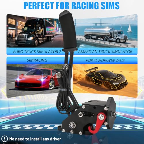 RYLNOK 64bit PC USB Handbrake Upgrade Sim Racing Gamges Handbrake For Logitech G25 G27 G29 G920 T500 T300 2m Nylon Wire Reinforced Spring Black And Clamp Simulate [windows] - color: Black