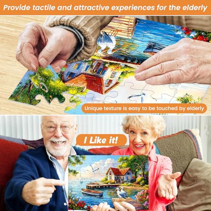 4 Pack 36 Large Piece Puzzle for Seniors Dementia Alzheimer Puzzles | Dementia Products Activities for Elderly Adults Lake Farm Easy Jigsaw Puzzle Memory Cognitive Games with 4 Storage Bags - style: 4Pack 36 Large Pieces-1