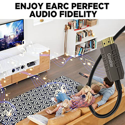 Certified 8K Fiber Optic HDMI 2.1 Cable 100 FT, Real HDMI® Cable, Ultra HD, 48Gbps, Supports 8K@60Hz, 4K@120Hz, Dynamic HDR, HDCP 2.2&2.3, Dolby, eARC for Xbox, Series X, Laptop, Switch, PS5, UHD TV - size: 100FT, style: 1 Pack