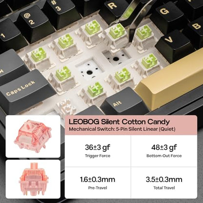 EPOMAKER X Aula EA75 MAX Wireless Gaming Keyboard with Screen & Knob | 5000mAh, Hot-Swap, Lubed Switches, RGB Backlit, Creamy Gasket, 75% Mechanical Keyboard (Black, Silent Cotton Candy Switch) - color: Black, size: Silent Cotton Candy Switch