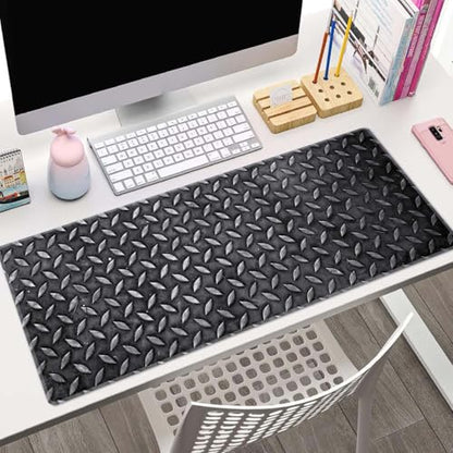 Black Grey Iron Texture XL Mouse Pad,Large Mouse Pad Gaming 31.5 x 11.8 in Mouse Mat Desk Pad,Extended Keyboard Mousepad Large Desk Mat with Non-Slip Rubber Base and Stitched Edge for Home Office - color: Black Grey Iron Texture