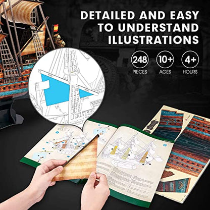 CubicFun 3D Puzzle Spain Puzzle Gift Boat Boat Model San Felipe 248 Pieces | Puzzle gift, boat model - style: Ship of San Felipe
