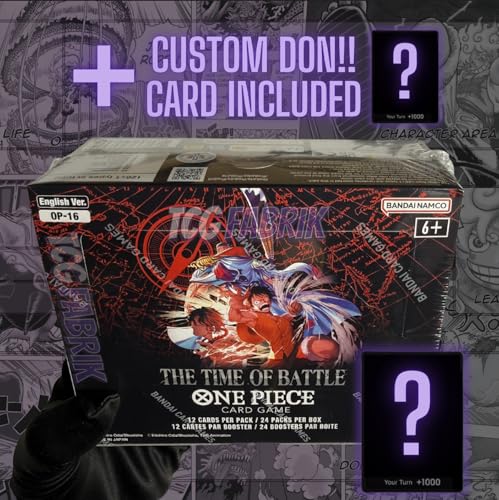 OP16 The Time of Battle Booster Box English OP-16 Booster Box Display Factory Sealed for OP16 Paramount War Theme One Piece Cards English TCG (24 Packs) + Custom TCG Fabrik Don Card