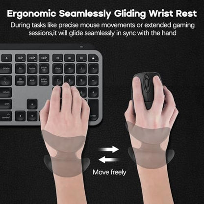 Ergonomic Wrist Rest for Mouse, Dual Palm-Wrist Support, Black | Curved Design for Wrist Pain Relief, Lightweight Portable, Glides Smoothly with Hand and Mouse
