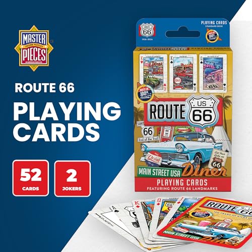 MasterPieces Officially Licensed Route 66 Playing Cards - 54 Card Deck for Adults - style: Route 66