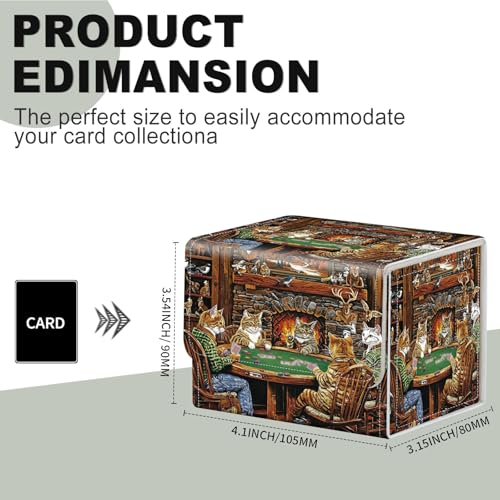 MTG Card Storage Solution - Card Box and Commander Decks, High Capacity Anime Card Sleeves for Deck Box, Group of Cats Playing Poker - color: Group of Cats Playing Poker