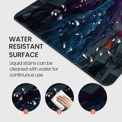 Large Gaming Mouse Pad, Colorful 3D Explosion Pattern, 35.4 x 15.7 Inches, Non-Slip Base, Waterproof, XXL Desk Mat - color: Colorful 3d Explosion Pattern
