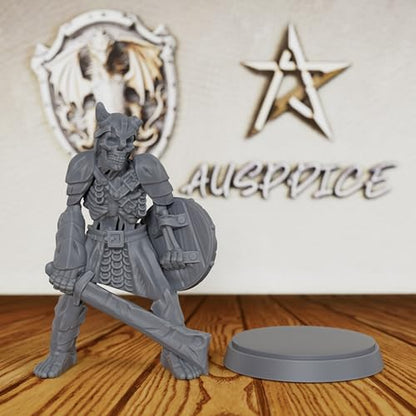 AUSPDICE Fantasy Tabletop RPG Miniature: Unpainted 28mm Skeleton Warrior for DND Campaigns, Customizable Undead Figure for Dungeon Encounters & Army Building-AS125