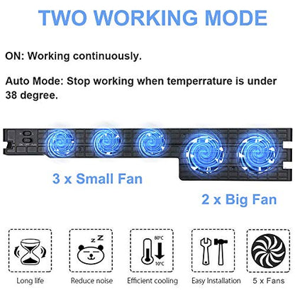 Linkhood Cooling Fan for PS4 PRO, USB External Cooler 5 Fan Turbo Temperature Control Cooling Fans for Sony PlayStation Pro Gaming Console