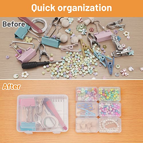 Mathtoxyz Small Bead Organizers and Storage, Clear Rectangle Bead Holder Plastic Cases Transparent Boxes for Nail DIY Craft Making Jewelry Battery Screw