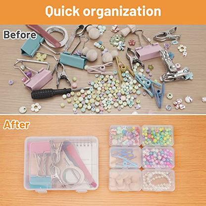 Mathtoxyz Small Bead Organizers and Storage, Clear Rectangle Bead Holder Plastic Cases Transparent Boxes for Nail DIY Craft Making Jewelry Battery Screw
