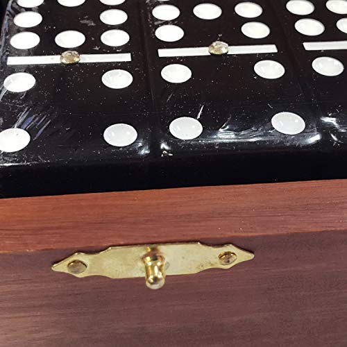 Marion Double 9 Domino Set (55 Tiles) Jumbo Tournament Professional Size with Spinners in Dovetailed Sheesham Wood Box (Black) - color: Black