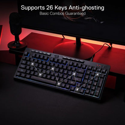 Redragon K515 Shiva Wired RGB Membrane Gaming Keyboard, 98 Keys Mechanical-Feel Keyboard w/Smooth Linear Switch, On-Board Macro & Dedicated Multimedia Keys, Detachable Wrist Rest, Software Supported - color: Black, size: 98 Keys