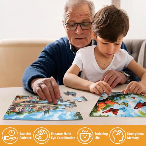 6 Pack 20 Large Piece Jigsaw Puzzles for Seniors with Dementia,Alzheimers Products for Elderly│Easy Memory Games, Cognitive Activities and Gifts for Patients in Nursing Homes(Landscape) - style: landscape