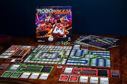 Renegade Game Studios Robo Rally Board Game Strategy Programming with 6 | Racing Tactics for 2-6 Players, 80+ Course Combos, Pre-Painted Robot Figures, Factory Battle Maze, for Ages 12 and up