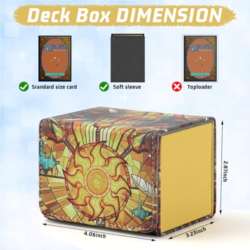 Deck Box for MTG Cards, Trading Commander Deck Case Holds 120+ Sleeved Cards, PU Leather Magnetic Collectible Card Storage Box Fits for TCG Magic Card (Yellow) - color: A-Yellow