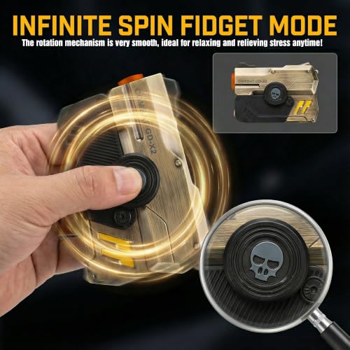 7 Piece Metal Polyhedral Bullet Dice Set with Shooting & Fidget Modes, Pistol Shaped Case & Bullet Dice for Cyberpunk Style Tabletop RPG Dice, Fidget Toy for Stress Relief (Golden) - color: Golden