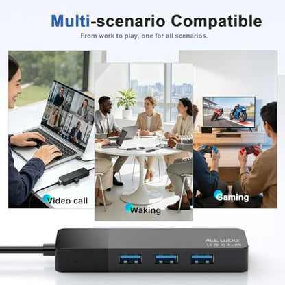 ALL-LUCKY USB to Ethernet Adapter, 4 in 1 USB C to Ethernet Adapter Hub with 3×USB 3.0 Ports, 1000Mbps Network HUB for MacBook, Dell XPS, Surface, HP Laptops (for USB-C Phones & iPad) - size: 0.9FT -USB C to Ethernet Adapte