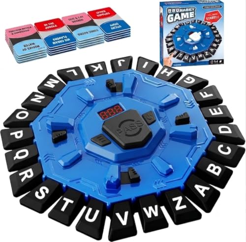 Word Game Family Board Games with Display Timer and 2 Modes, The Fast-Paced 24 Letters Pressing Games, Learning Word Game for Kids & Adults, 2-8 Players, 15-20 Minute Play Time (Blue and Black) - color: Blue and Black