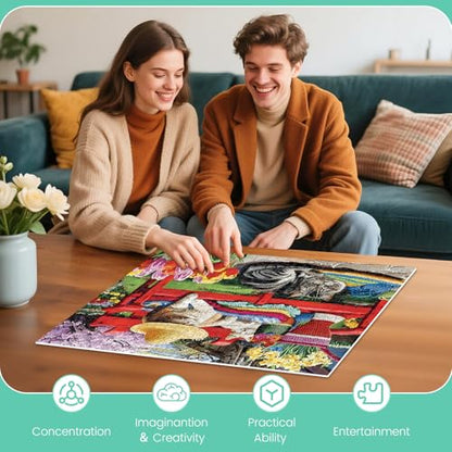 500 Piece Puzzles for Adults, Cat & Garden Jigsaw Puzzle, Ideal Gift | Perfect for Family Game Night, Home Wall Decor, Ideal Gift for Adults, Seniors, 20.5 x 15 in - style: Cats' Nap