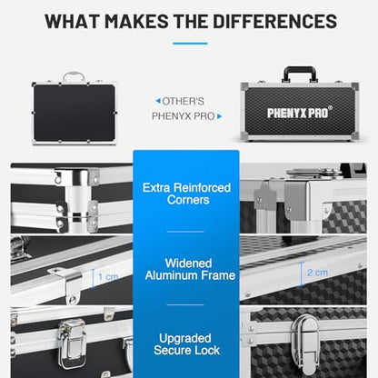 Phenyx Pro Large Size Carrying Case, Customizable Pre-Diced Foam, Aluminum Alloy Sturdy Build, Suitable for Wireless Mic System Storage & Camera Gear Transportation - size: Large (20.3×10×5.9 Inch)