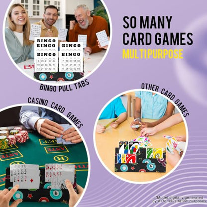 Hands-Free Folding Playing Card Holder for Bingo,Canasta, Family Game Night Accessory for Adult,Pull Tabs Card Holders for Canasta Poker Bridge Cards (Print)