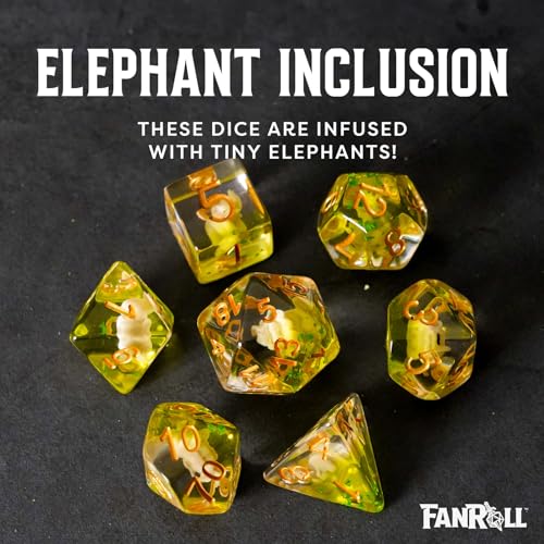FanRoll 16mm Resin Poly DND Dice Set: Elephant Dice, Role Playing Game Dice for Dungeons and Dragons