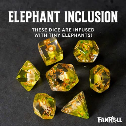 FanRoll 16mm Resin Poly DND Dice Set: Elephant Dice, Role Playing Game Dice for Dungeons and Dragons