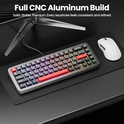 RK ROYAL KLUDGE U65 Aluminum Gaming Keyboard, Wired 60% Mechanical Keyboard with Full CNC Aluminum Body, Gasket Mount, Hot Swappable Pre-Lubed Switches, RGB Backlit, PBT Keycaps, Thocky Creamy Sound