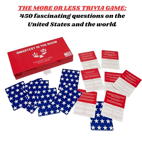 MACHERA America Trivia Game: Smartest in THE Room - The USA & World Card Game for Adults & Families with 450 Fun Questions, Ideal for Travel, Game Night