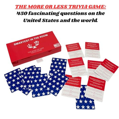 MACHERA America Trivia Game: Smartest in THE Room - The USA & World Card Game for Adults & Families with 450 Fun Questions, Ideal for Travel, Game Night