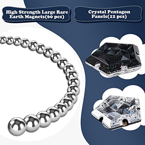 Magnetic Fidget Sphere Magnets Balls - Crystal Black Holographic Glitter - Magnet Fidgets Toy - 12 Piece Set - Creativity Beyond Imagination, Inspirational, Recreational, Desk Toys for Adults - color: Crystal Black Glitter