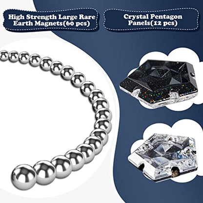 Magnetic Fidget Sphere Magnets Balls - Crystal Black Holographic Glitter - Magnet Fidgets Toy - 12 Piece Set - Creativity Beyond Imagination, Inspirational, Recreational, Desk Toys for Adults - color: Crystal Black Glitter