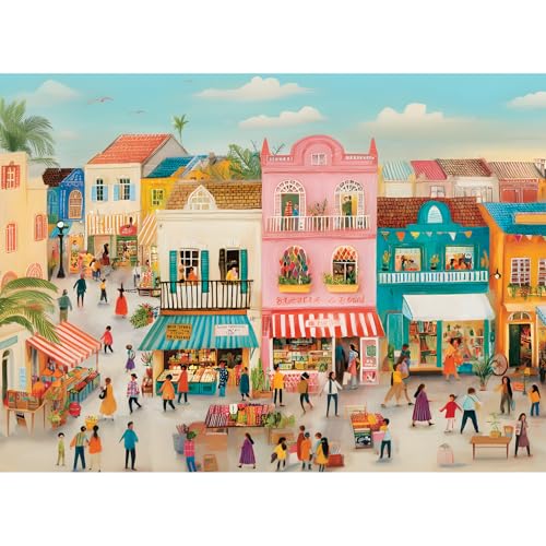 500 Piece Puzzles for Adults, Beautiful Town Jigsaw Puzzles 500 Pieces for Adult Seniors, Colorful Street Market Art Puzzles 500 Piece, Building Themed Jigsaw Puzzle, Toy Game Gift for Family Friends - color: City