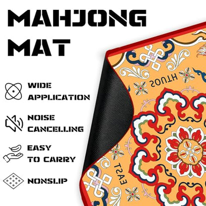 Orange Mahjong Mat Table (31.5X 31.5 in), Non-Slip Noise Reduction | Retro Butterfly Mahjong Table Mat, Mah Jong Mat with Carrying Bag, Game Table Cover for Mahjongs Poker Card Dominoes Birthday - color: Retro Butterfly