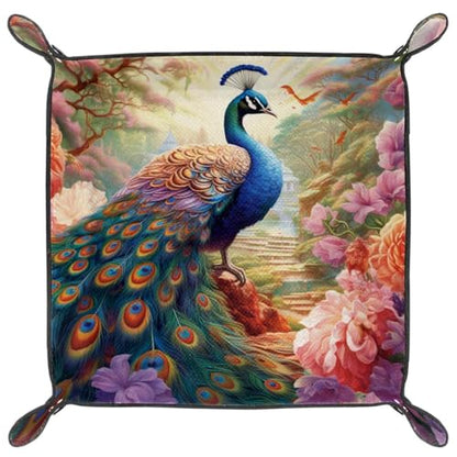 Peacock Flower Dice Tray Dice Rolling Tray Folding Dice Holder for Dice Games, Like RPG, DND and Other Table Games - color: Multi 17