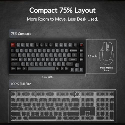 Keychron V1 8K Custom Mechanical Keyboard, 75% Wired Layout, Ultra-Low Latency 8000Hz, QMK Programmable, Hot-Swappable Red Switches, RGB, for Gamers and Typists, Compatible with Mac/Windows/Linux - color: Keychron Red Switch