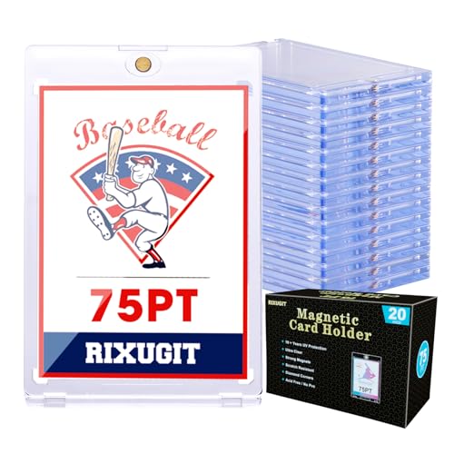 20 Pack 75pt One Touch Magnetic Card Holders for Trading Cards | UV Protection Hard Plastic Magnet Card Case For Standard Collectible Trading Cards, Storage & Display - size: 20ct 75PT Card Holder