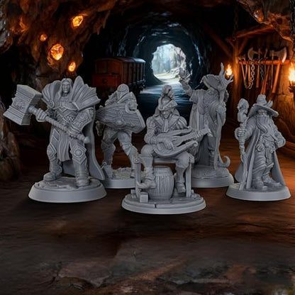 AUSPDICE Human Occupations Miniatures Set, Unpainted DND Miniatures-AS827 | RPG Tabletop Gaming Figures, Human Miniatures for Dungeons and Dragons, TTRPG Role Playing, Game Masters and RPG Accessories