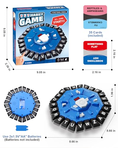 Word Game Family Board Games with Display Timer and 2 Modes, The Fast-Paced 24 Letters Pressing Games, Learning Word Game for Kids & Adults, 2-8 Players, 15-20 Minute Play Time - color: Blue