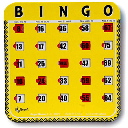 Regal Bingo Bulk Bingo Cards with Sliding Windows - Reusable Large Print Bingo Game Cards for Adults Large Group - 8 Pack, Yellow - color: Yellow (1-8)